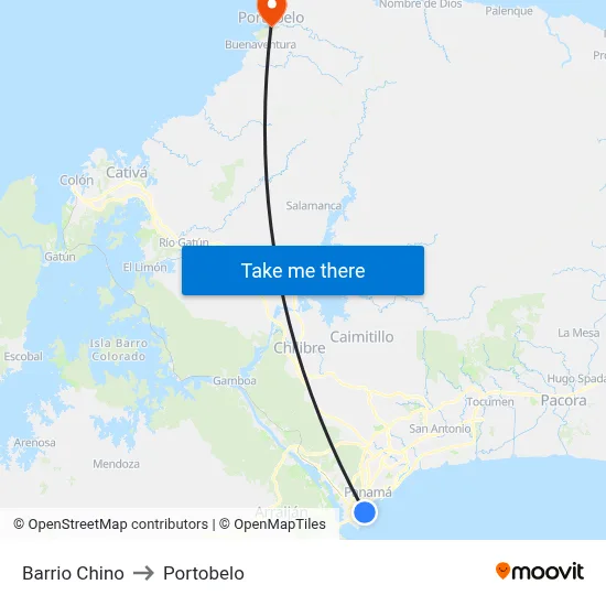 Barrio Chino to Portobelo map