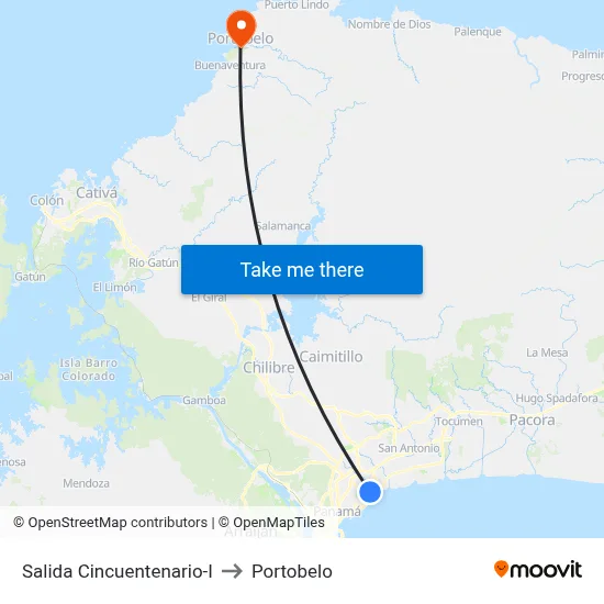 Salida Cincuentenario-I to Portobelo map
