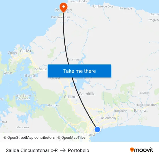 Salida Cincuentenario-R to Portobelo map