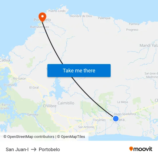 San Juan-I to Portobelo map