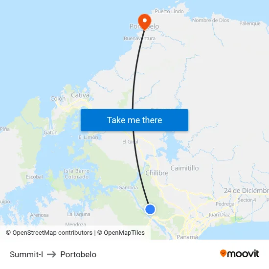 Summit-I to Portobelo map