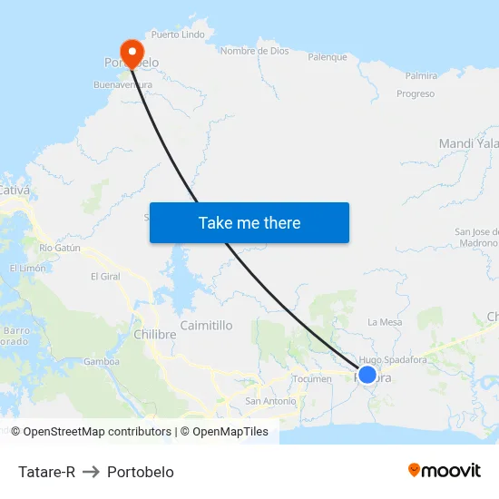 Tatare-R to Portobelo map