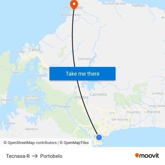 Tecnasa-R to Portobelo map