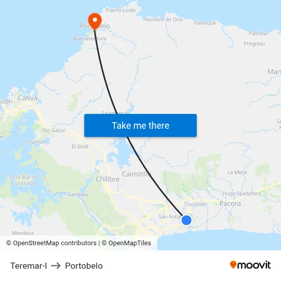 Teremar-I to Portobelo map