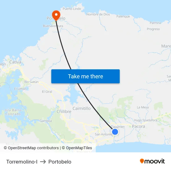 Torremolino-I to Portobelo map