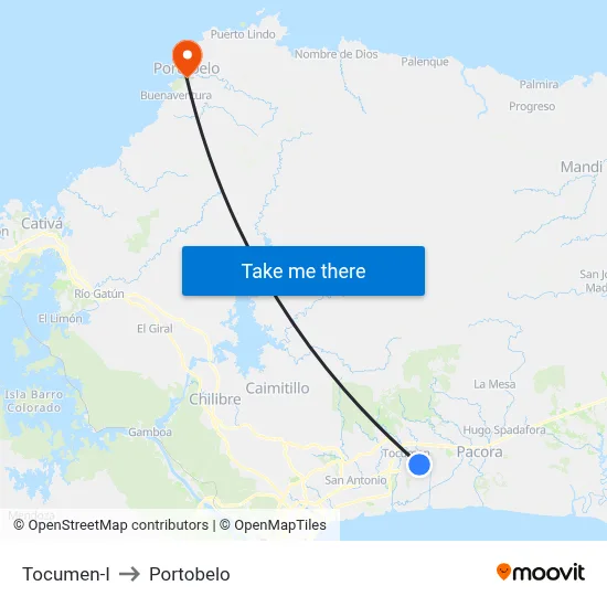 Tocumen-I to Portobelo map