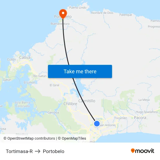 Tortimasa-R to Portobelo map