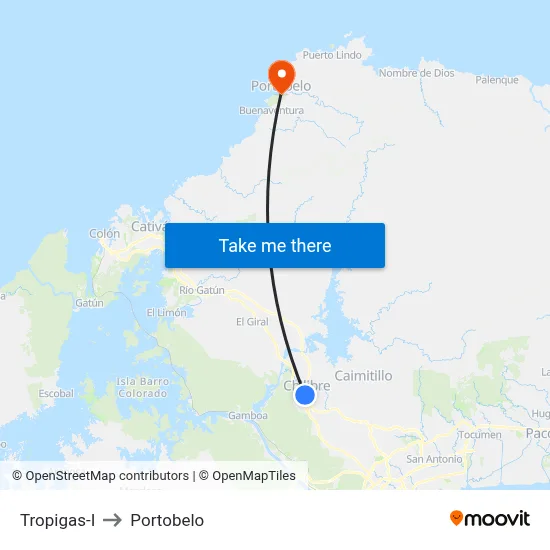 Tropigas-I to Portobelo map