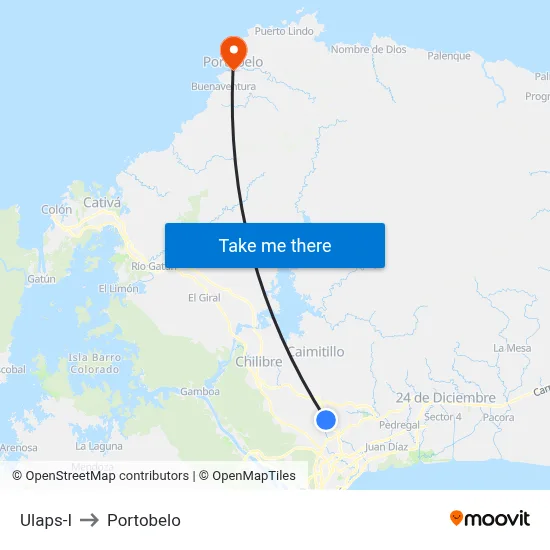 Ulaps-I to Portobelo map