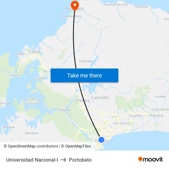Universidad Nacional-I to Portobelo map