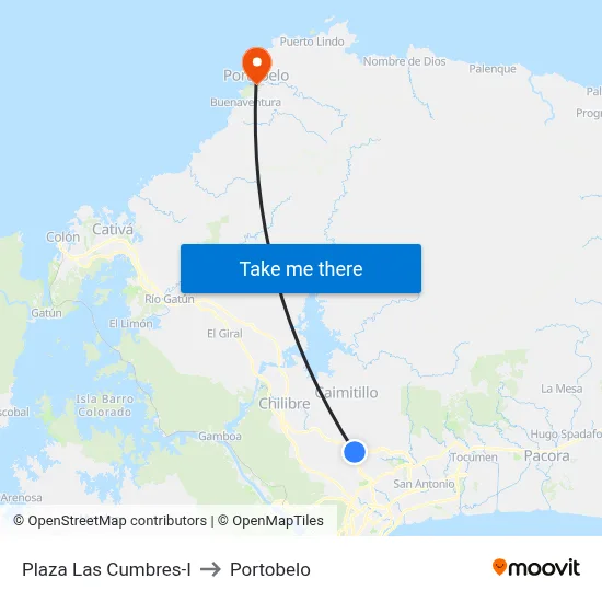 Plaza Las Cumbres-I to Portobelo map