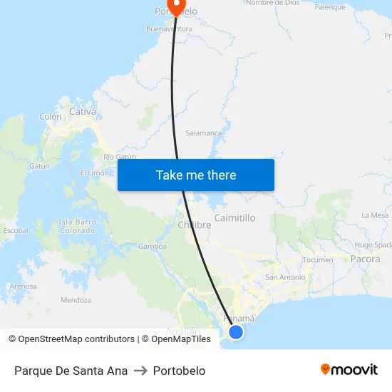 Parque De Santa Ana to Portobelo map