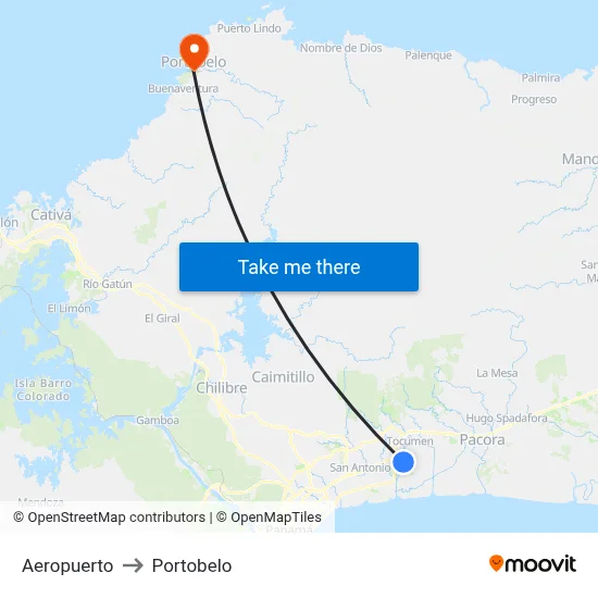 Aeropuerto to Portobelo map