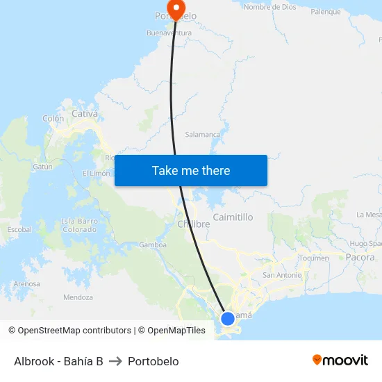 Albrook - Bahía B to Portobelo map