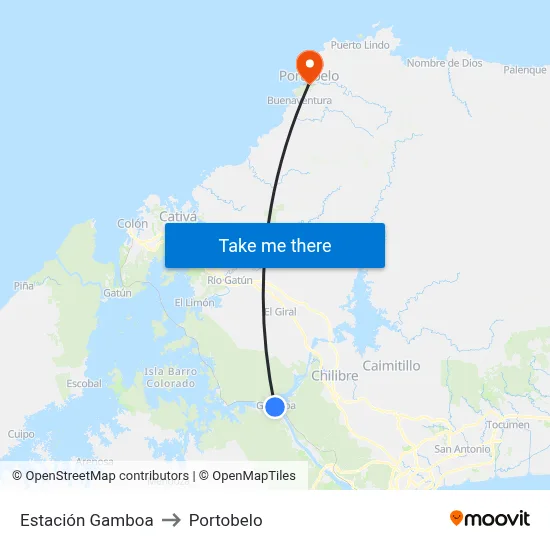 Estación Gamboa to Portobelo map