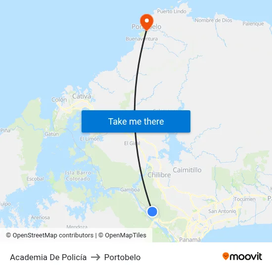 Academia De Policía to Portobelo map