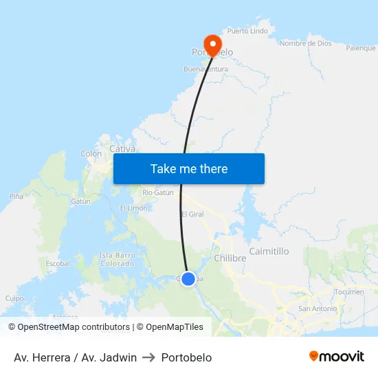 Av. Herrera / Av. Jadwin to Portobelo map