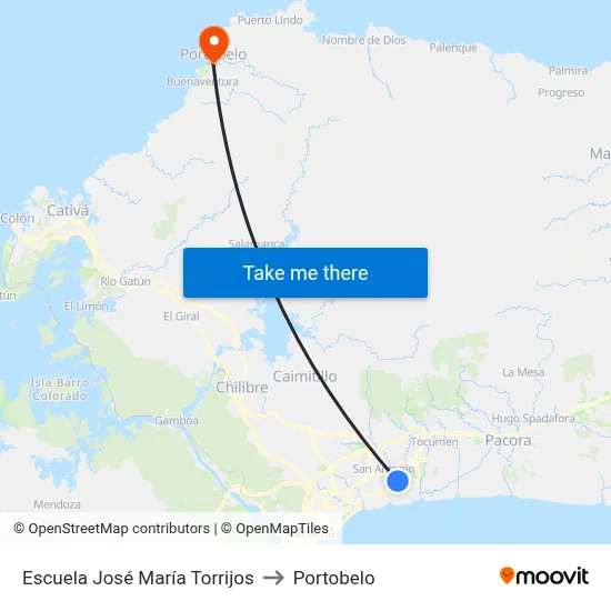 Escuela José María Torrijos to Portobelo map
