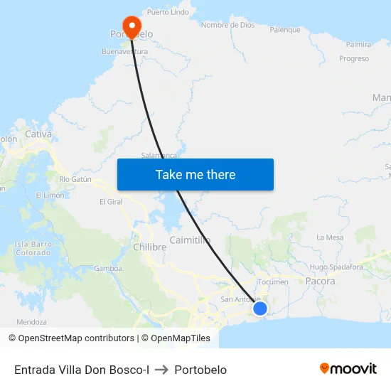 Entrada Villa Don Bosco-I to Portobelo map