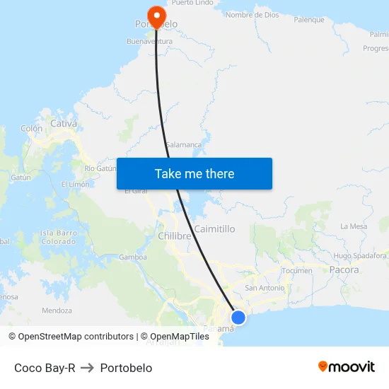 Coco Bay-R to Portobelo map