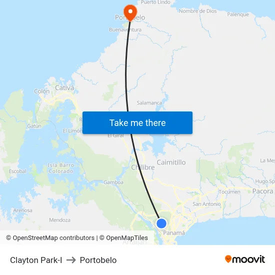 Clayton Park-I to Portobelo map