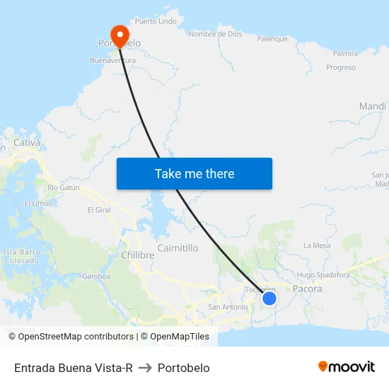 Entrada Buena Vista-R to Portobelo map