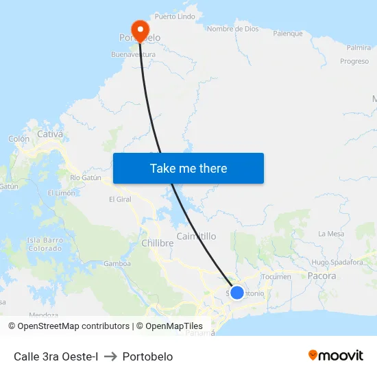Calle 3ra Oeste-I to Portobelo map