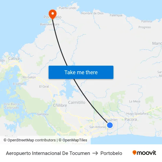 Aeropuerto Internacional De Tocumen to Portobelo map