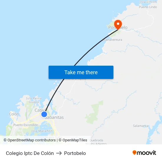 Colegio Iptc De Colón to Portobelo map