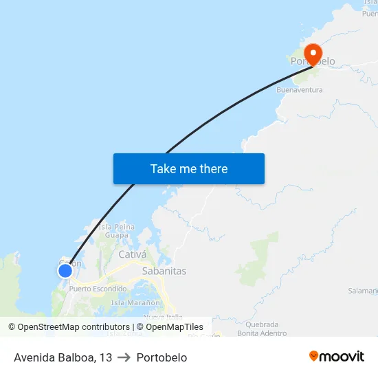 Avenida Balboa, 13 to Portobelo map