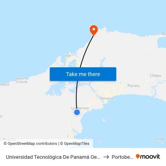 Universidad Tecnológica De Panamá Oeste to Portobelo map