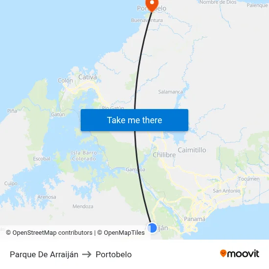 Parque De Arraiján to Portobelo map
