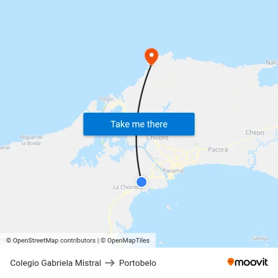 Colegio Gabriela Mistral to Portobelo map