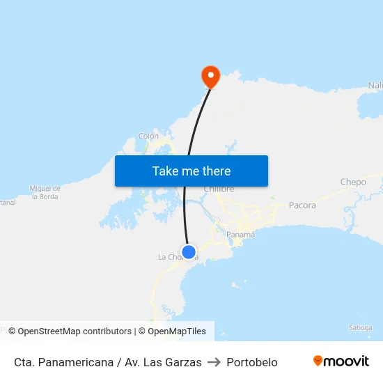 Cta. Panamericana / Av. Las Garzas to Portobelo map