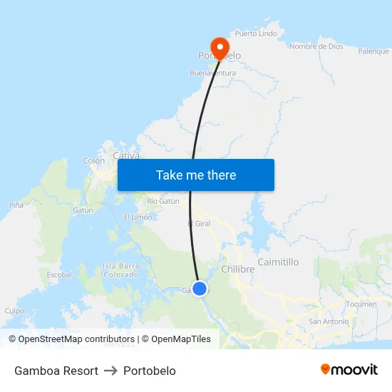 Gamboa Resort to Portobelo map