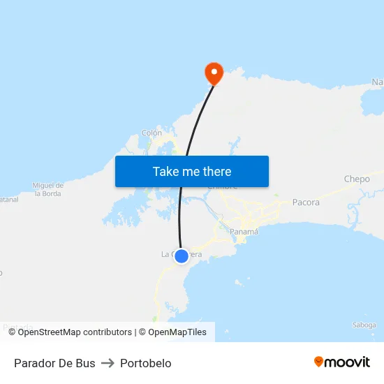 Parador De Bus to Portobelo map