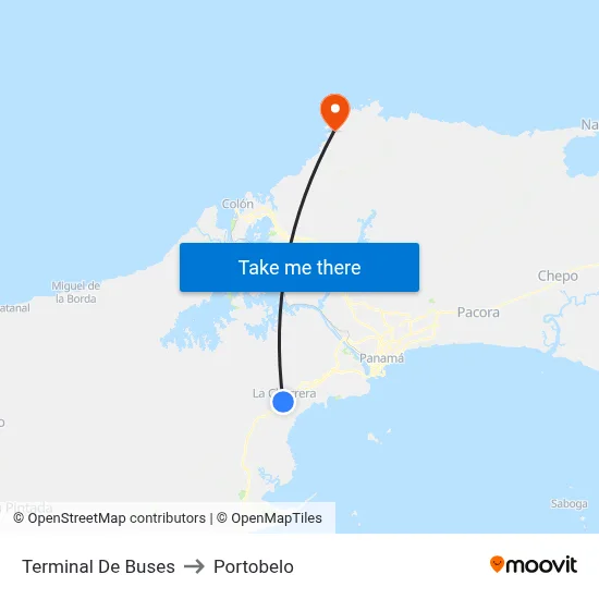 Terminal De Buses to Portobelo map