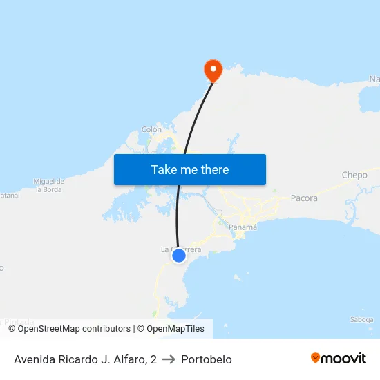 Avenida Ricardo J. Alfaro, 2 to Portobelo map
