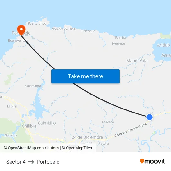 Sector 4 to Portobelo map