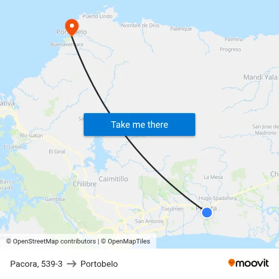Pacora, 539-3 to Portobelo map