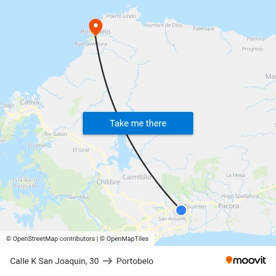 Calle K San Joaquin, 30 to Portobelo map