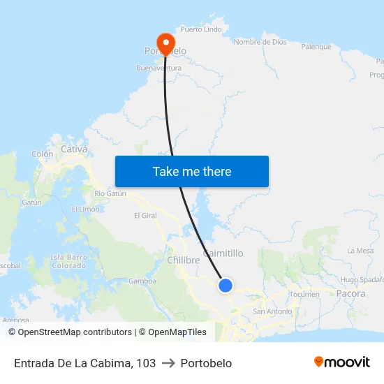 Entrada De La Cabima, 103 to Portobelo map