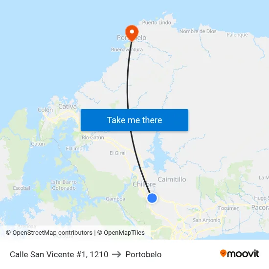 Calle San Vicente #1, 1210 to Portobelo map