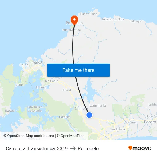 Carretera Transístmica, 3319 to Portobelo map