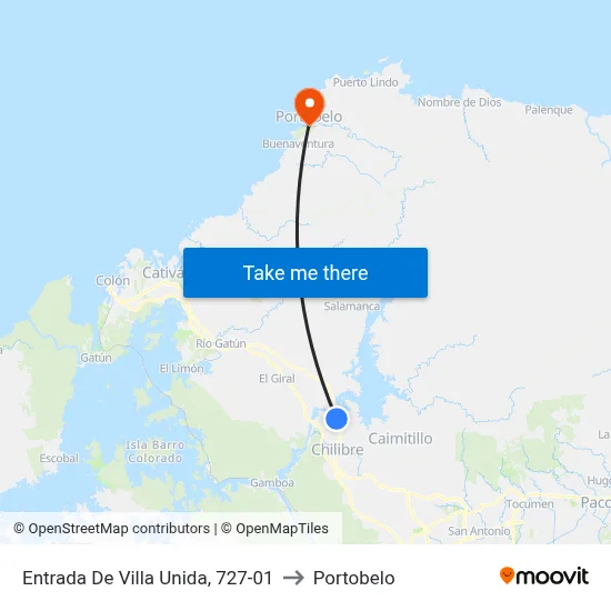 Entrada De Villa Unida, 727-01 to Portobelo map