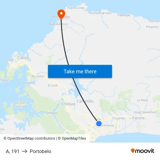 A, 191 to Portobelo map