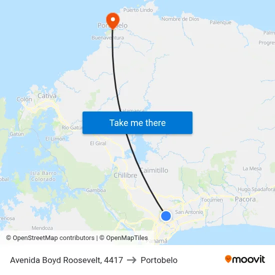 Avenida Boyd Roosevelt, 4417 to Portobelo map