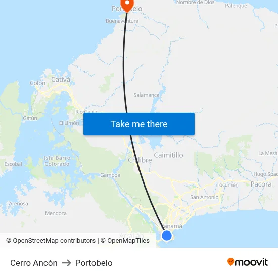 Cerro Ancón to Portobelo map