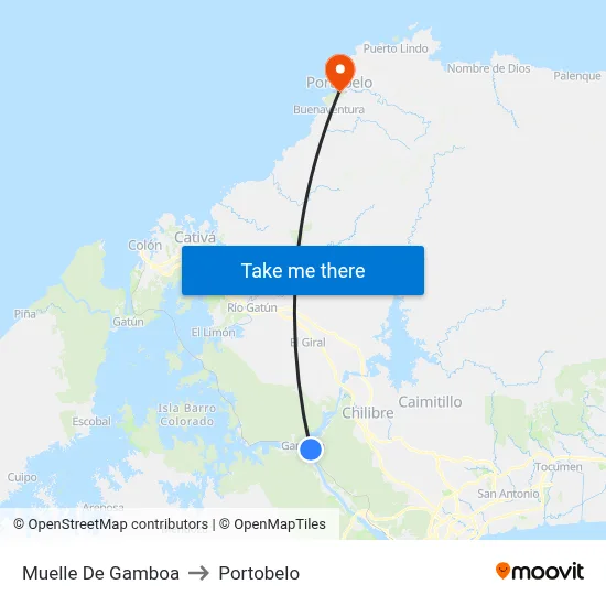 Muelle De Gamboa to Portobelo map