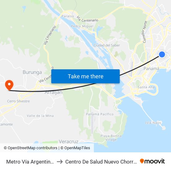 Metro Vía Argentina-I to Centro De Salud Nuevo Chorrillo map